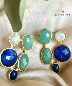 Pendientes Mestiza Joyas | Pendientes Filippa Az L, Amazonita Y Luna