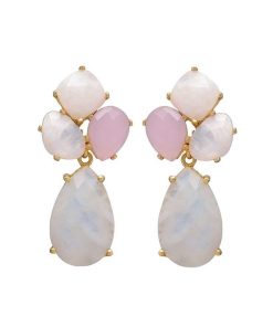 Pendientes Mestiza Joyas | Pendientes Piedras Inle Piedra De Luna Y Rosa