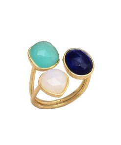 Anillos Mestiza Joyas | Anillo Con Piedras Alma Azul, Aguamarina Y Luna