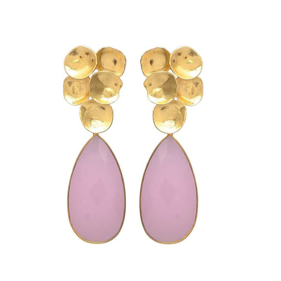 Pendientes Mestiza Joyas | Pendientes Con Piedras Volcano Rosa