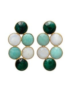 Pendientes Mestiza Joyas | Pendientes Con Piedras Circus Verde, Amazonita Y Luna