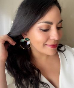 Pendientes Mestiza Joyas | Pendientes Con Piedras Parma Verde, Amazonita Y Luna