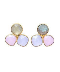 Pendientes Mestiza Joyas | Pendientes Con Piedras Zarautz Labradorita, Rosa Y Lila