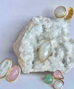 Anillos Mestiza Joyas | Anillo Con Piedras Allegra Blanco Y Rosa