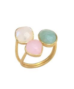 Anillos Mestiza Joyas | Anillo Con Piedras Alma Amazonita, Rosa Y Luna