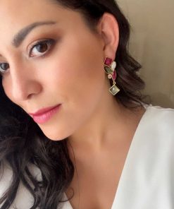 Pendientes Mestiza Joyas | Pendientes Ornella Labradorita, Granate Y Luna