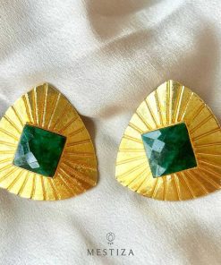 Pendientes Mestiza Joyas | Pendientes Con Piedras Trieste Verde