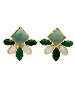 Pendientes Mestiza Joyas | Pendientes Nicoletta Verde, Amazonita Y Luna