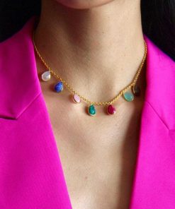 Collares Mestiza Joyas | Collar Con Piedras 7 Gotas Multicolor