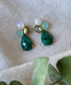 Pendientes Mestiza Joyas | Pendientes Piedras Inle Luna, Aguamarina, Labradorita Y Esmeralda