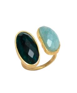 Anillos Mestiza Joyas | Anillo Con Piedras Allegra Verde Y Amazonita