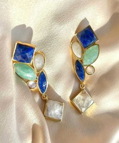 Pendientes Mestiza Joyas | Pendientes Ornella Azul, Amazonita Y Luna