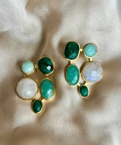 Pendientes Mestiza Joyas | Pendientes Filippa Verde, Amazonita Y Luna