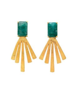 Pendientes Mestiza Joyas | Pendientes Con Piedras Aspas Verde