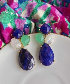 Pendientes Mestiza Joyas | Pendientes Piedras Inle Azul, Aguamarina Y Piedra De Luna