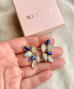 Pendientes Mestiza Joyas | Pendientes Piedras Sof A Azul, Amazonita Y Luna