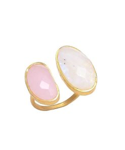 Anillos Mestiza Joyas | Anillo Con Piedras Allegra Blanco Y Rosa