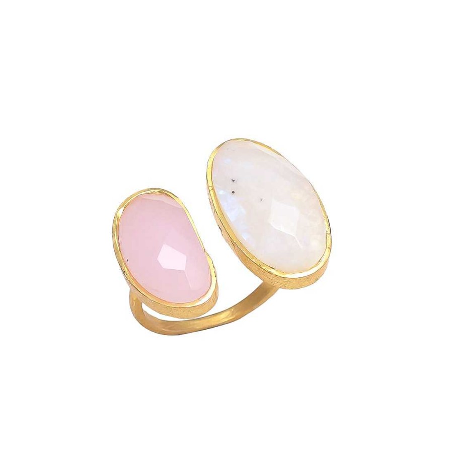 Anillos Mestiza Joyas | Anillo Con Piedras Allegra Blanco Y Rosa