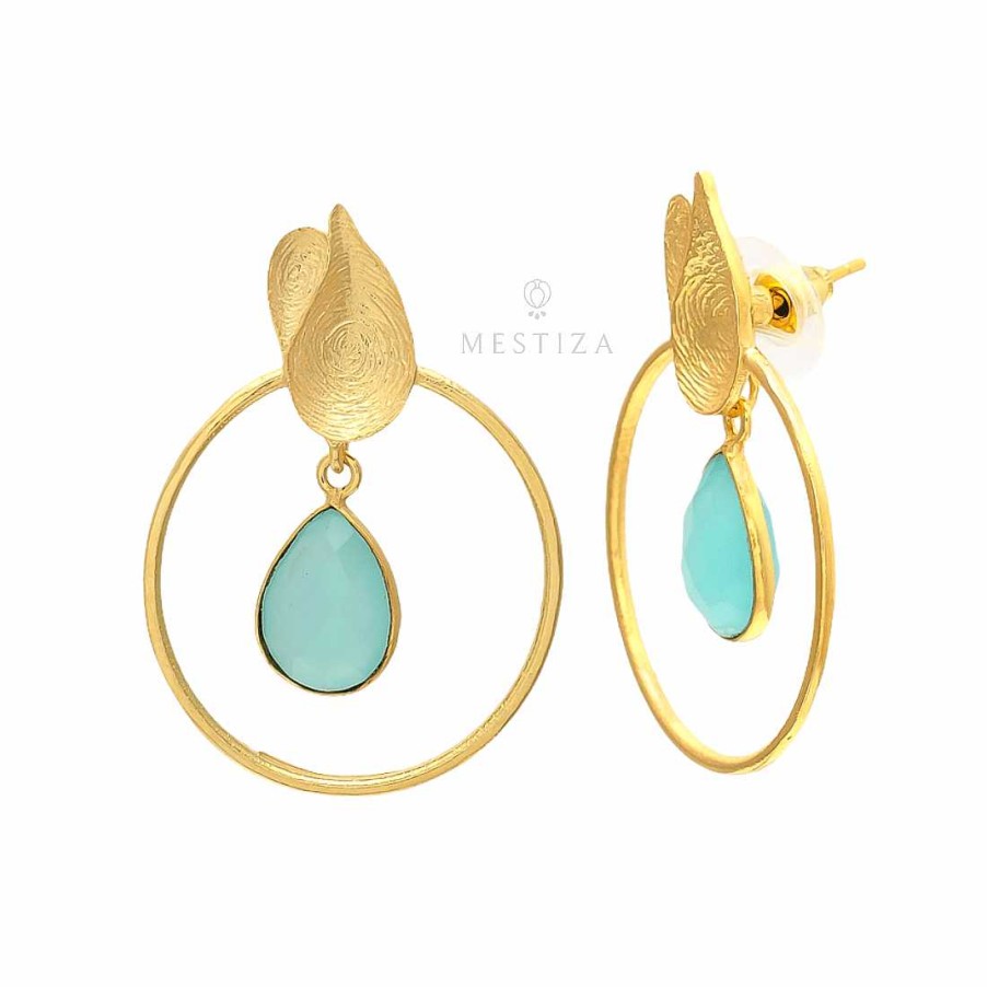 Pendientes Mestiza Joyas | Pendientes Con Piedras Budapest Aguamarina