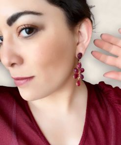 Pendientes Mestiza Joyas | Pendientes Con Piedras Madrid Granate