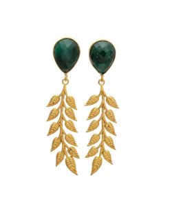 Pendientes Mestiza Joyas | Pendientes Con Piedras Rama Gota Verde