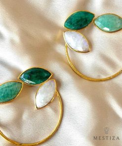 Pendientes Mestiza Joyas | Pendientes Con Piedras Parma Verde, Amazonita Y Luna