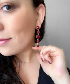 Pendientes Mestiza Joyas | Pendientes Con Piedras Tui Granate