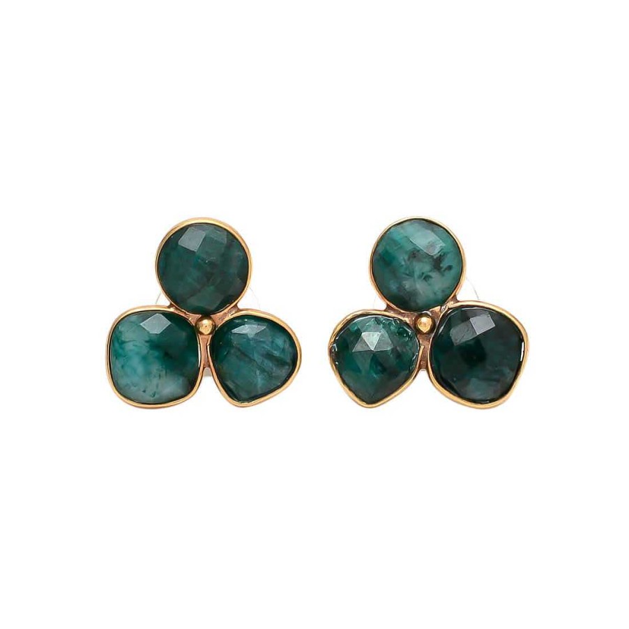 Pendientes Mestiza Joyas | Pendientes Con Piedras Zarautz Verde