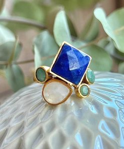 Anillos Mestiza Joyas | Anillo Bianca Azul, Amazonita Y Luna