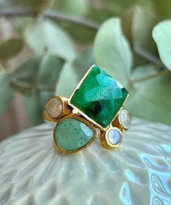 Anillos Mestiza Joyas | Anillo Bianca Verde, Amazonita Y Luna