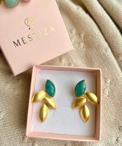 Pendientes Mestiza Joyas | Pendientes Con Piedras Marieta Verde