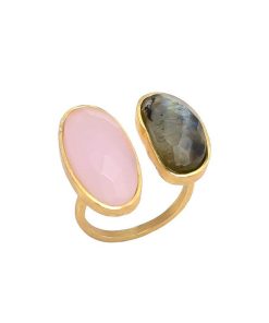 Anillos Mestiza Joyas | Anillo Con Piedras Allegra Rosa Y Labradorita