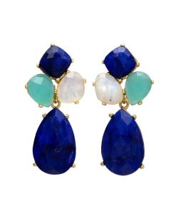 Pendientes Mestiza Joyas | Pendientes Piedras Inle Azul, Aguamarina Y Piedra De Luna