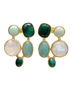 Pendientes Mestiza Joyas | Pendientes Filippa Verde, Amazonita Y Luna