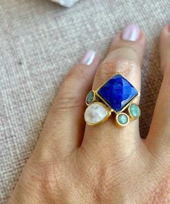 Anillos Mestiza Joyas | Anillo Bianca Azul, Amazonita Y Luna