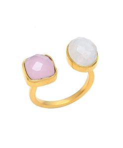 Anillos Mestiza Joyas | Anillo Con Piedras Albi Rosa Y Blanco