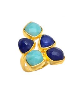 Anillos Mestiza Joyas | Anillo Shine Azul Y Amazonita