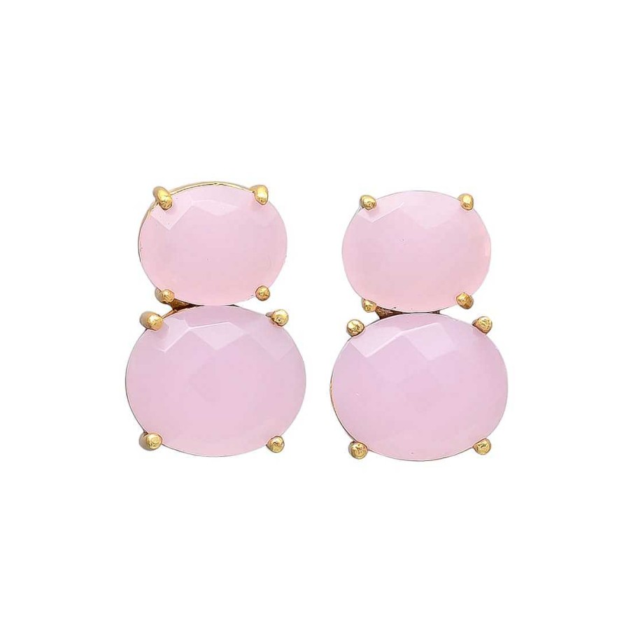 Pendientes Mestiza Joyas | Pendientes Con Piedras Velero Rosa