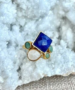 Anillos Mestiza Joyas | Anillo Bianca Azul, Amazonita Y Luna