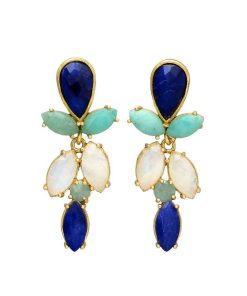 Pendientes Mestiza Joyas | Pendientes Piedras Lavanda Azul, Amazonita Y Luna