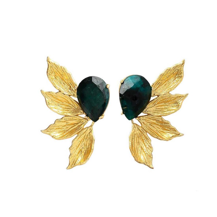 Pendientes Mestiza Joyas | Pendientes Con Piedras Emma Verde