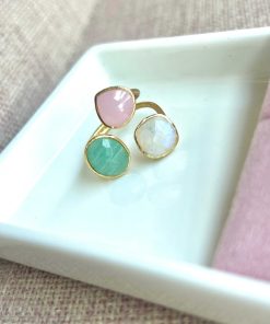 Anillos Mestiza Joyas | Anillo Con Piedras Alma Amazonita, Rosa Y Luna