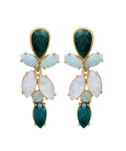 Pendientes Mestiza Joyas | Pendientes Piedras Lavanda Verde, Amazonita Y Luna