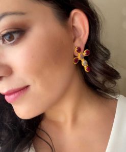 Pendientes Mestiza Joyas | Pendientes Antonella Granate, Luna Y Rosa