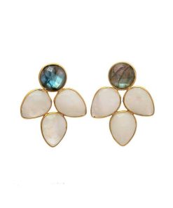 Pendientes Mestiza Joyas | Pendientes Con Piedras Hortensia Labradorita Y Luna