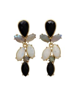 Pendientes Mestiza Joyas | Pendientes Piedras Lavanda Negro, Labradorita Y Luna