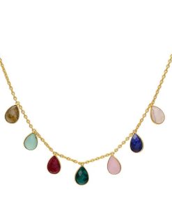 Collares Mestiza Joyas | Collar Con Piedras 7 Gotas Multicolor