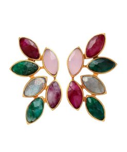 Pendientes Mestiza Joyas | Pendientes Piedras Sof A Verde, Granate Y Rosa