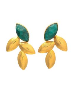 Pendientes Mestiza Joyas | Pendientes Con Piedras Marieta Verde