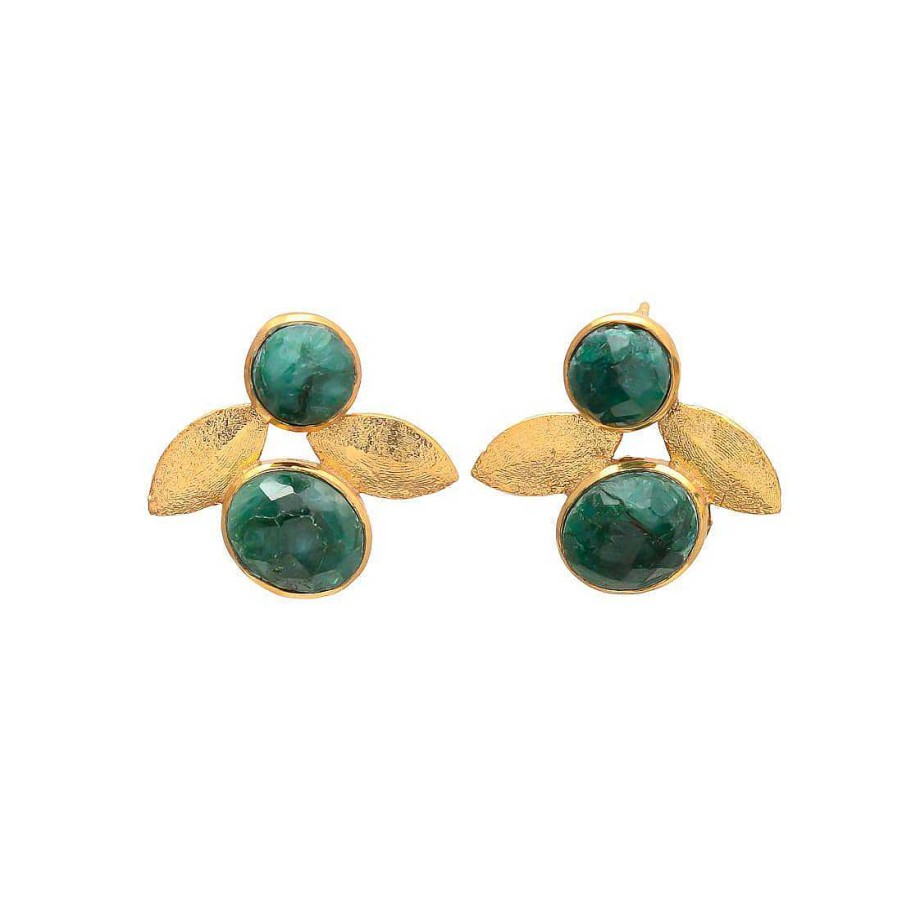 Pendientes Mestiza Joyas | Pendientes Con Piedras Roma Verde